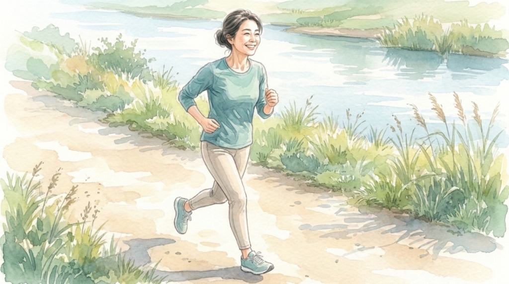 痛みが和らぎ、朝の川沿いをふたたび走れるようになった女性