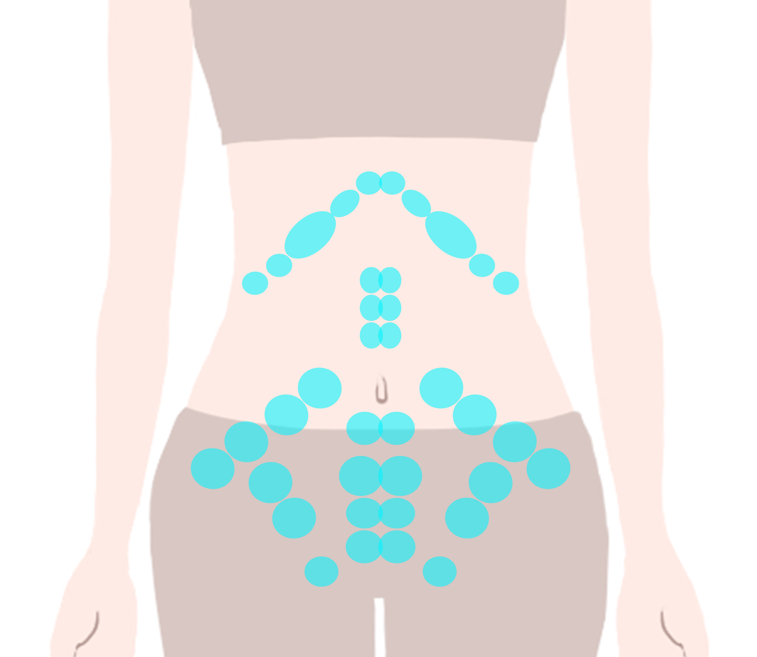 女性の下腹部にあるツボの位置を示した図