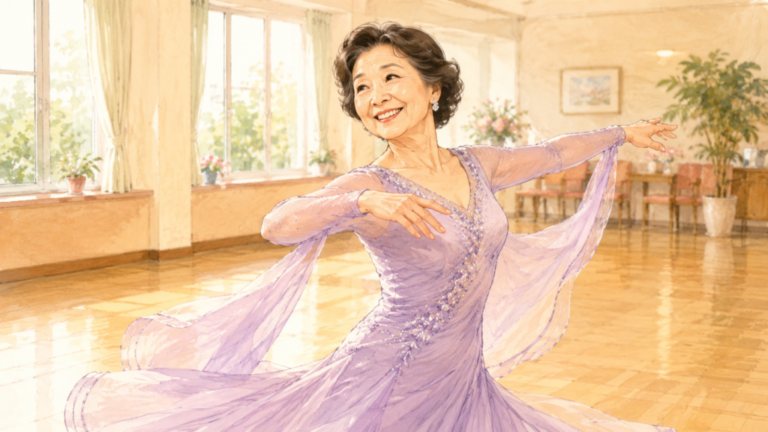 社交ダンスを楽しむ女性のイメージイラスト