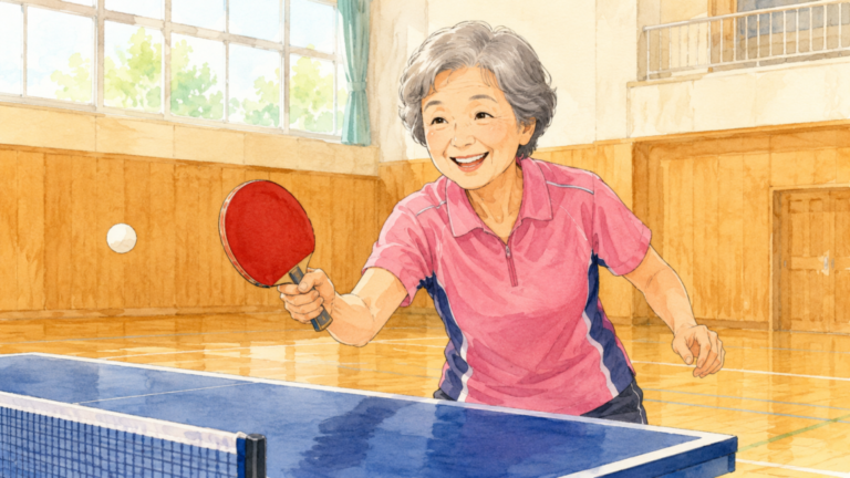卓球を楽しむ女性のイメージイラスト